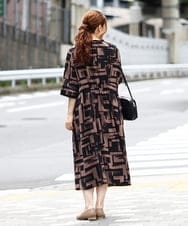 OLEJA11119 eur3(エウルキューブ) 【大きいサイズ/LAVEANGE×eur3】タックワンピース ダークブラウン(87)