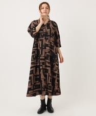 OLEJA11119 eur3(エウルキューブ) 【大きいサイズ/LAVEANGE×eur3】タックワンピース ダークブラウン(87)