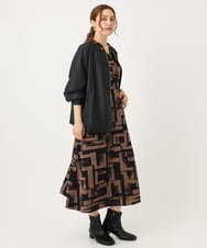 OLEJA11119 eur3(エウルキューブ) 【大きいサイズ/LAVEANGE×eur3】タックワンピース ダークブラウン(87)