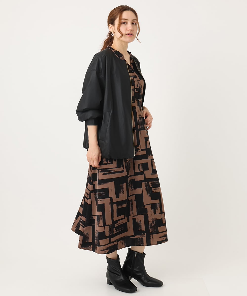 OLEJA11119 eur3(エウルキューブ) 【大きいサイズ/LAVEANGE×eur3】タックワンピース ダークブラウン(87)