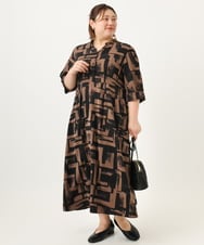 OLEJA11119 eur3(エウルキューブ) 【大きいサイズ/LAVEANGE×eur3】タックワンピース ダークブラウン(87)