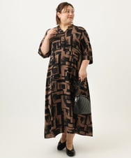 OLEJA11119 eur3(エウルキューブ) 【大きいサイズ/LAVEANGE×eur3】タックワンピース ダークブラウン(87)