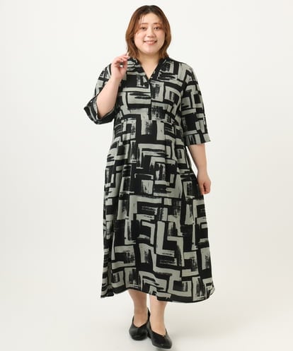 OLEJA11119 eur3 【大きいサイズ/LAVEANGE×eur3】タックワンピース