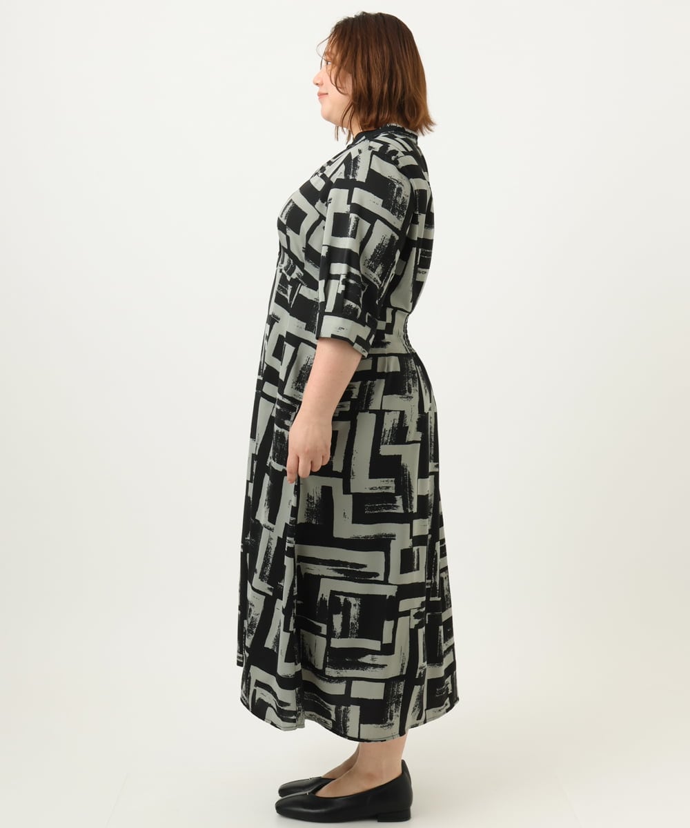 OLEJA11119 eur3(エウルキューブ) 【大きいサイズ/LAVEANGE×eur3】タックワンピース グレー(92)