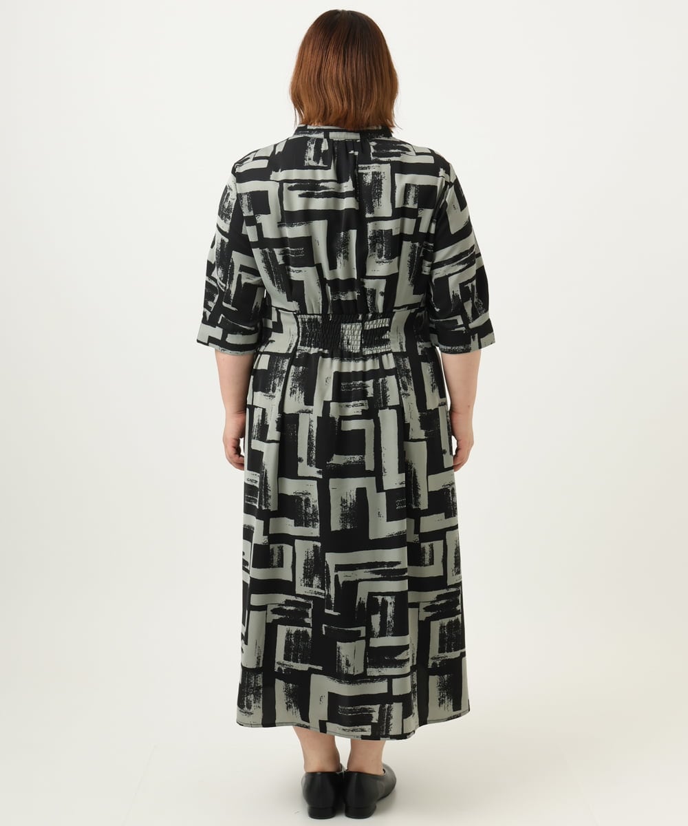 OLEJA11119 eur3(エウルキューブ) 【大きいサイズ/LAVEANGE×eur3】タックワンピース グレー(92)
