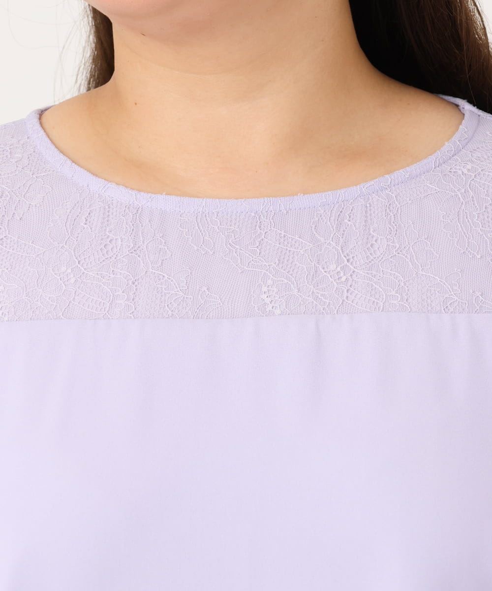 OLEJD01199 eur3(エウルキューブ) 【大きいサイズ】レースプリーツワンピース ラベンダー
