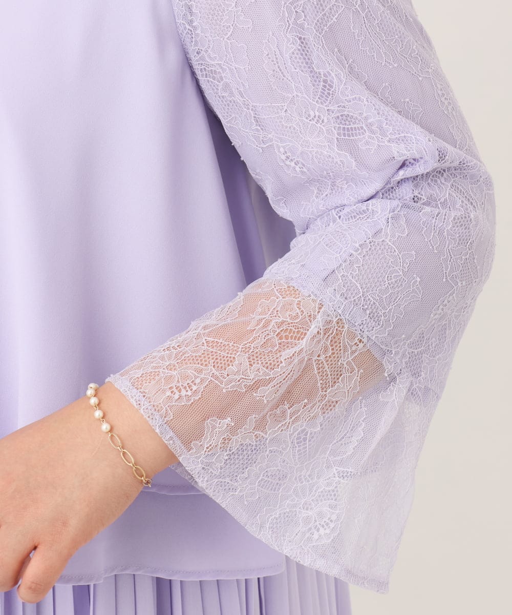 OLEJD01199 eur3(エウルキューブ) 【大きいサイズ】レースプリーツワンピース ラベンダー