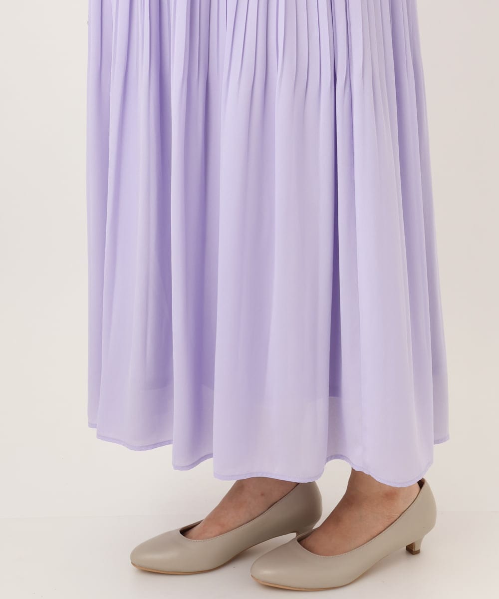 OLEJD01199 eur3(エウルキューブ) 【大きいサイズ】レースプリーツワンピース ラベンダー