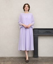 OLEJD01199 eur3(エウルキューブ) 【大きいサイズ】レースプリーツワンピース ラベンダー