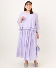 OLEJD01199 eur3(エウルキューブ) 【大きいサイズ】レースプリーツワンピース ラベンダー