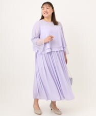 OLEJD01199 eur3(エウルキューブ) 【大きいサイズ】レースプリーツワンピース ラベンダー