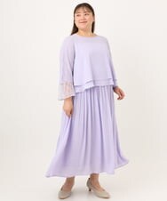 OLEJD01199 eur3(エウルキューブ) 【大きいサイズ】レースプリーツワンピース ラベンダー