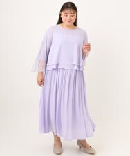OLEJD01199 eur3(エウルキューブ) 【大きいサイズ】レースプリーツワンピース ラベンダー