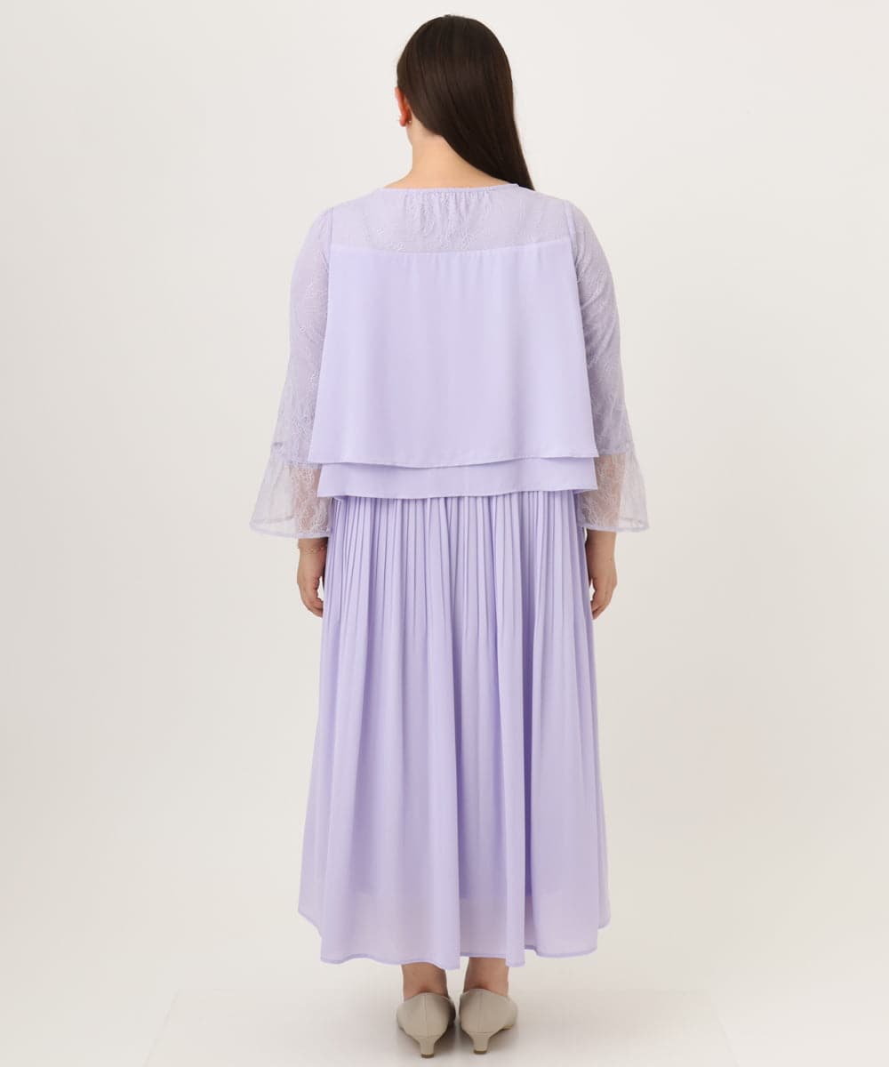 OLEJD01199 eur3(エウルキューブ) 【大きいサイズ】レースプリーツワンピース ラベンダー
