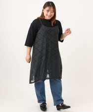 OLEJD02099 eur3(エウルキューブ) 【大きいサイズ】レースキャミワンピース ダークグレー