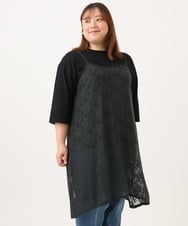 OLEJD02099 eur3(エウルキューブ) 【大きいサイズ】レースキャミワンピース ダークグレー