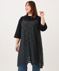 OLEJD02099 eur3(エウルキューブ) 【大きいサイズ】レースキャミワンピース ダークグレー