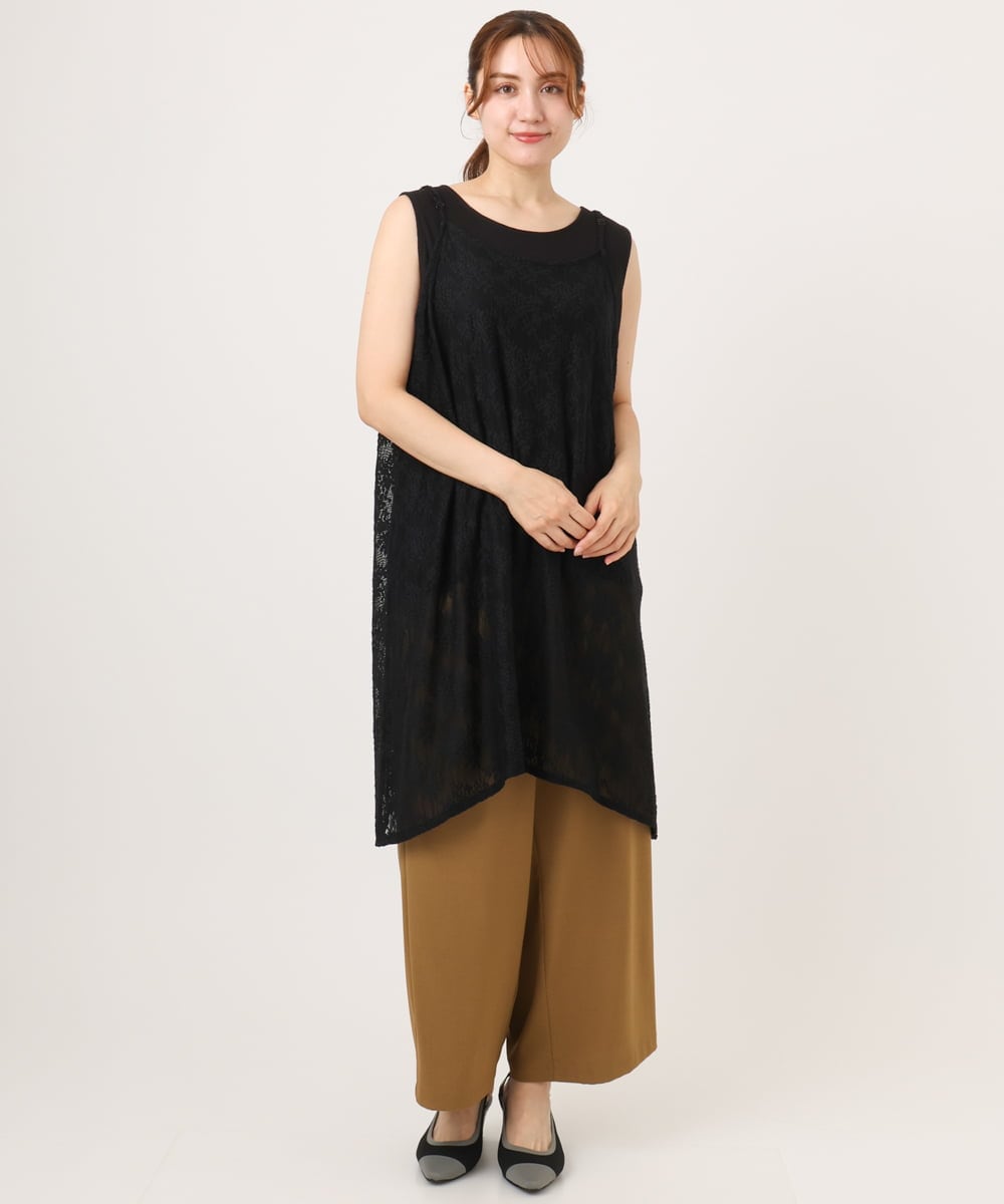 OLEJD02099 eur3(エウルキューブ) 【大きいサイズ】レースキャミワンピース ブラック