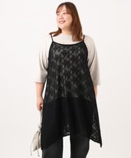OLEJD02099 eur3(エウルキューブ) 【大きいサイズ】レースキャミワンピース ブラック
