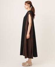 OLEJD04129 eur3(エウルキューブ) 【大きいサイズ/LAVEANGE×eur3】バイカラーノースリーブワンピース ブラック
