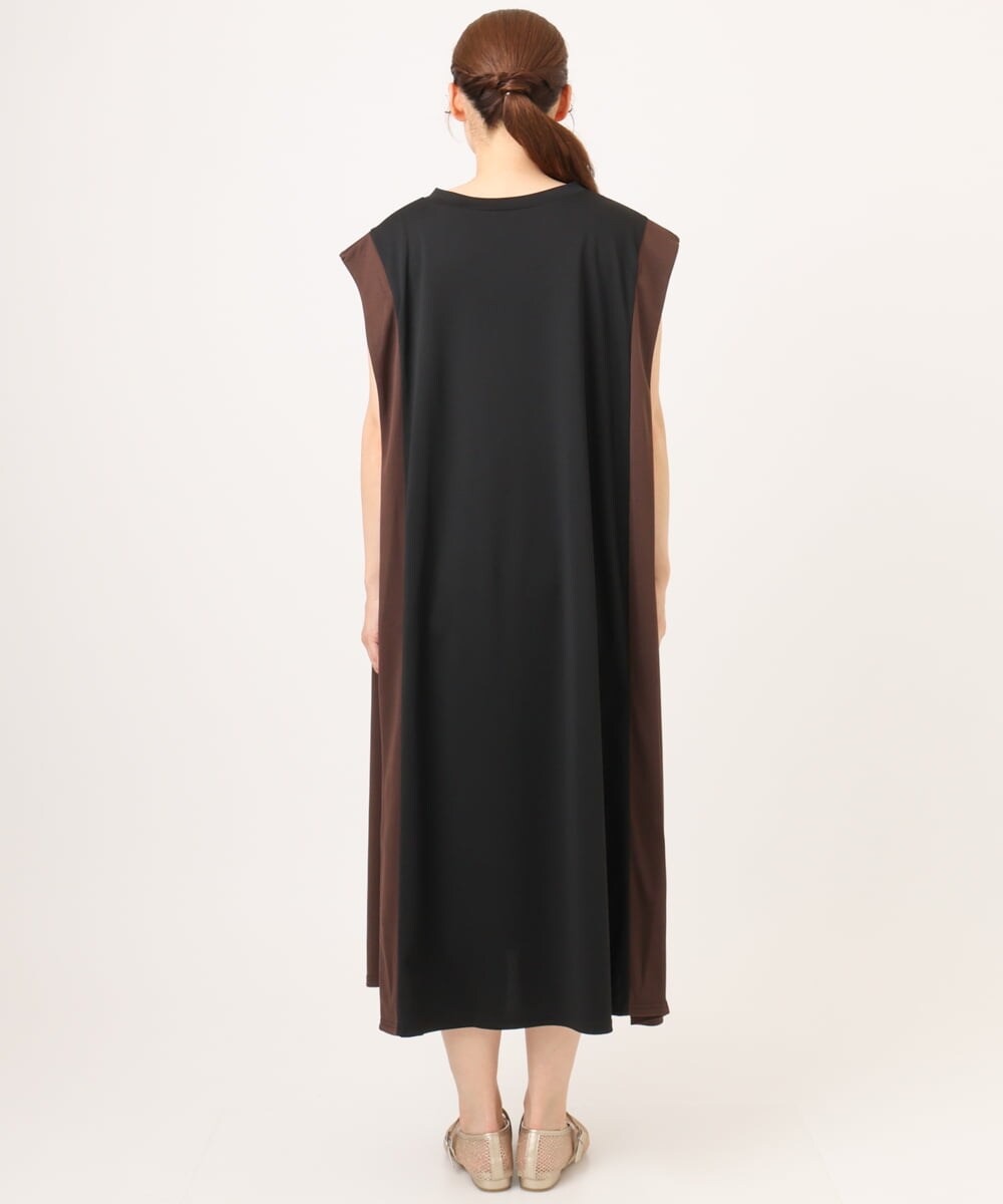 OLEJD04129 eur3(エウルキューブ) 【大きいサイズ/LAVEANGE×eur3】バイカラーノースリーブワンピース ブラック