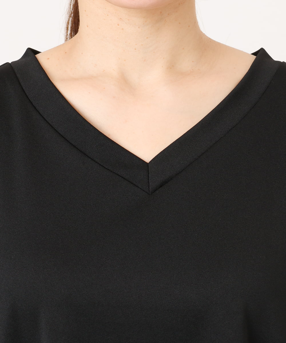 OLEJD04129 eur3(エウルキューブ) 【大きいサイズ/LAVEANGE×eur3】バイカラーノースリーブワンピース ブラック