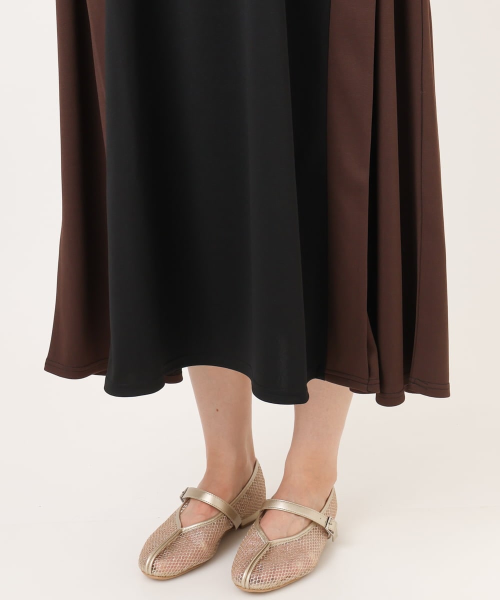 OLEJD04129 eur3(エウルキューブ) 【大きいサイズ/LAVEANGE×eur3】バイカラーノースリーブワンピース ブラック
