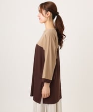 OLEJD11089 eur3(エウルキューブ) 【大きいサイズ】ブロッキングチュニック ダークブラウン