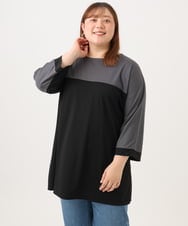OLEJD11089 eur3(エウルキューブ) 【大きいサイズ】ブロッキングチュニック ブラック