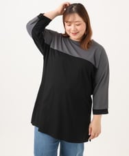 OLEJD11089 eur3(エウルキューブ) 【大きいサイズ】ブロッキングチュニック ブラック