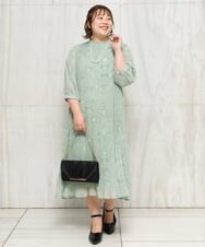 OLEJP03150 eur3(エウルキューブ) 【雑誌掲載】【大きいサイズ/11号サイズあり】アコーディオンプリーツワンピース ライトグリーン(30)