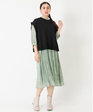 OLEJP03150 eur3(エウルキューブ) 【雑誌掲載】【大きいサイズ/11号サイズあり】アコーディオンプリーツワンピース ライトグリーン(30)