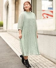 OLEJP03150 eur3(エウルキューブ) 【雑誌掲載】【大きいサイズ/11号サイズあり】アコーディオンプリーツワンピース ライトグリーン(30)