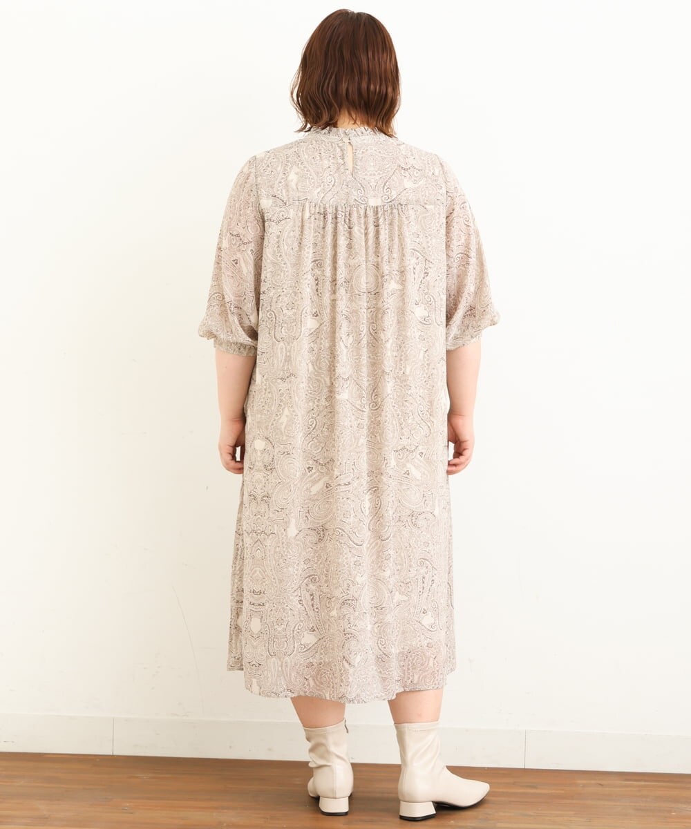 OLEJP03150 eur3(エウルキューブ) 【雑誌掲載】【大きいサイズ/11号サイズあり】アコーディオンプリーツワンピース ベージュ(82)