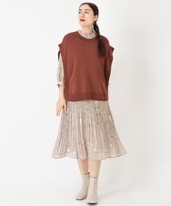 OLEJP03150 eur3(エウルキューブ) 【雑誌掲載】【大きいサイズ/11号サイズあり】アコーディオンプリーツワンピース ベージュ(82)
