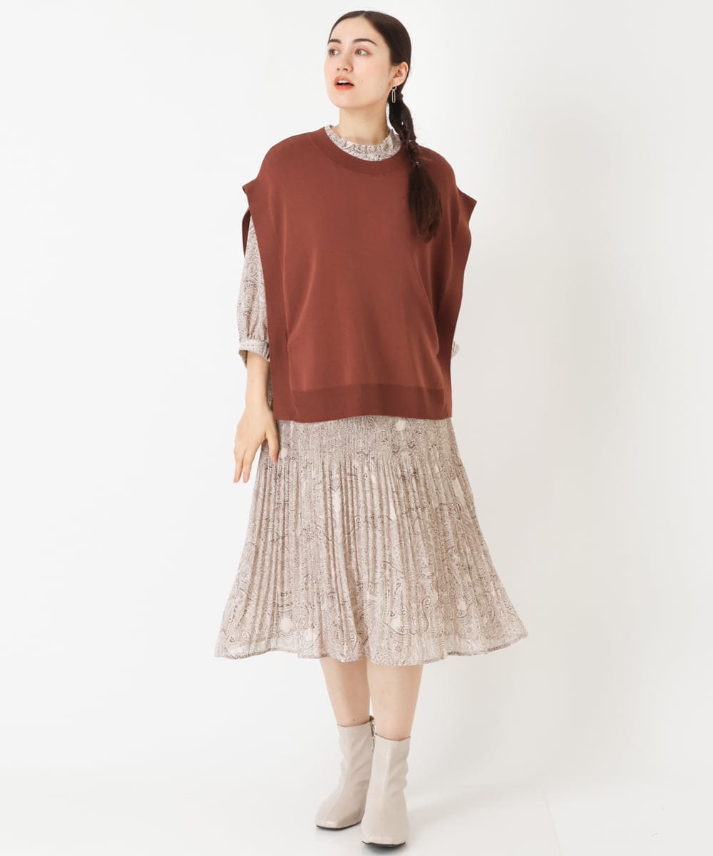 OLEJP03150 eur3(エウルキューブ) 【雑誌掲載】【大きいサイズ/11号サイズあり】アコーディオンプリーツワンピース ベージュ(82)