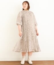 OLEJP03150 eur3(エウルキューブ) 【雑誌掲載】【大きいサイズ/11号サイズあり】アコーディオンプリーツワンピース ベージュ(82)