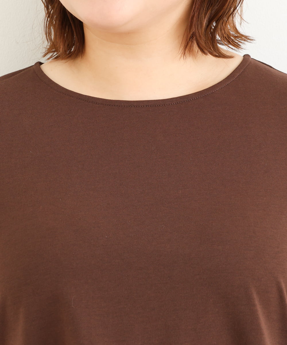OLEJP04080 eur3(エウルキューブ) 【大きいサイズ】レイヤード風チェック柄チュニック ダークブラウン(87)