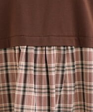 OLEJP04080 eur3(エウルキューブ) 【大きいサイズ】レイヤード風チェック柄チュニック ダークブラウン(87)