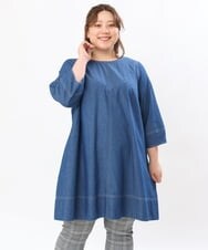 OLEJS04099 eur3(エウルキューブ) 【大きいサイズ】デニムチュニック ブルー(55)