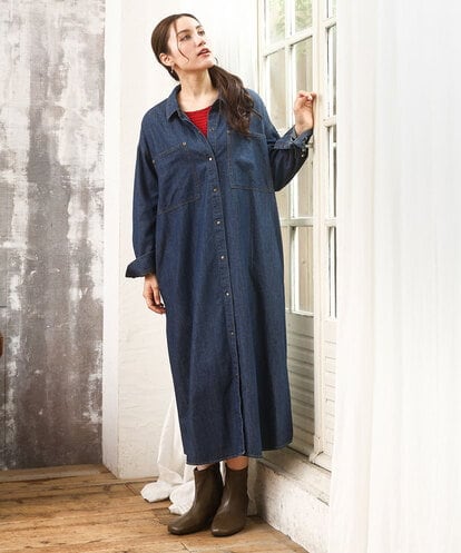 OLEKA04139 eur3 【WEB先行販売】【大きいサイズ】ロングシャツワンピース