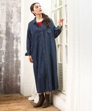 OLEKA04139 eur3(エウルキューブ) 【WEB先行販売】【大きいサイズ】ロングシャツワンピース ネイビー(57)