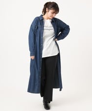 OLEKA04139 eur3(エウルキューブ) 【WEB先行販売】【大きいサイズ】ロングシャツワンピース ネイビー(57)