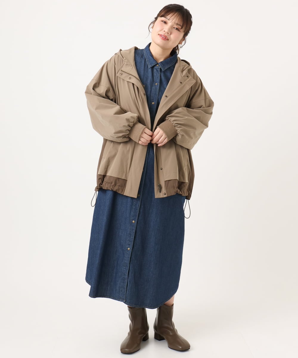 OLEKA04139 eur3(エウルキューブ) 【WEB先行販売】【大きいサイズ】ロングシャツワンピース ネイビー(57)