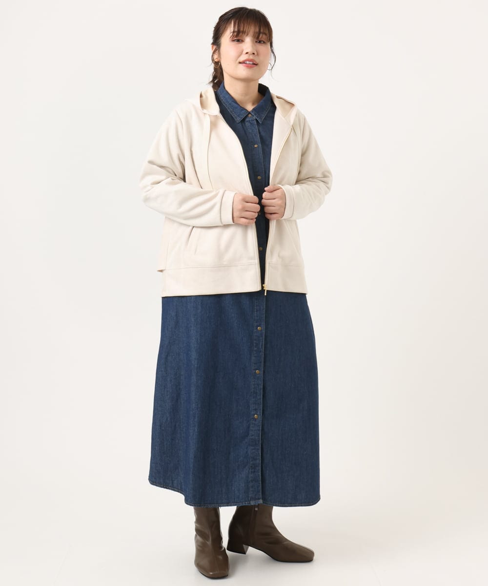 OLEKA04139 eur3(エウルキューブ) 【WEB先行販売】【大きいサイズ】ロングシャツワンピース ネイビー(57)