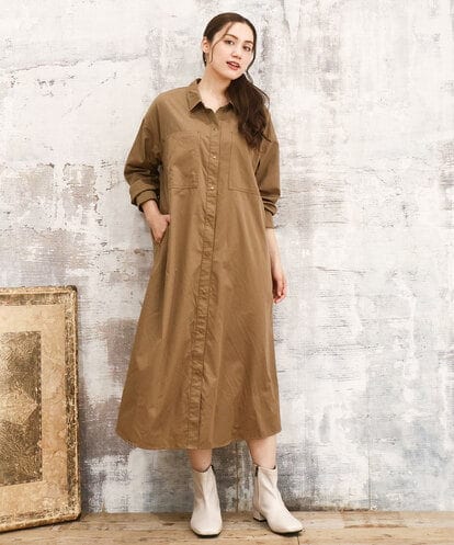 OLEKA04139 eur3 【WEB先行販売】【大きいサイズ】ロングシャツワンピース
