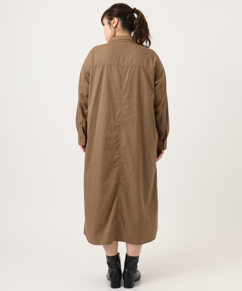 OLEKA04139 eur3(エウルキューブ) 【WEB先行販売】【大きいサイズ】ロングシャツワンピース モカ(84)