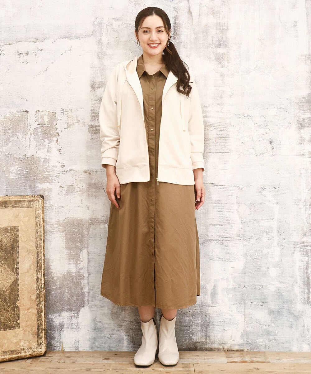OLEKA04139 eur3(エウルキューブ) 【WEB先行販売】【大きいサイズ】ロングシャツワンピース モカ(84)