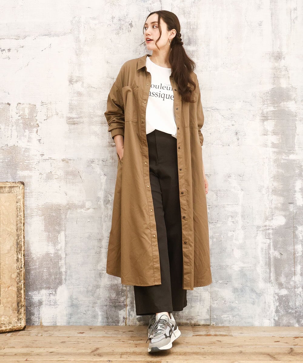 OLEKA04139 eur3(エウルキューブ) 【WEB先行販売】【大きいサイズ】ロングシャツワンピース モカ(84)