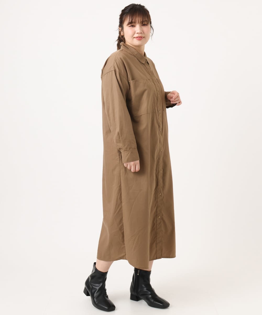 OLEKA04139 eur3(エウルキューブ) 【WEB先行販売】【大きいサイズ】ロングシャツワンピース モカ(84)